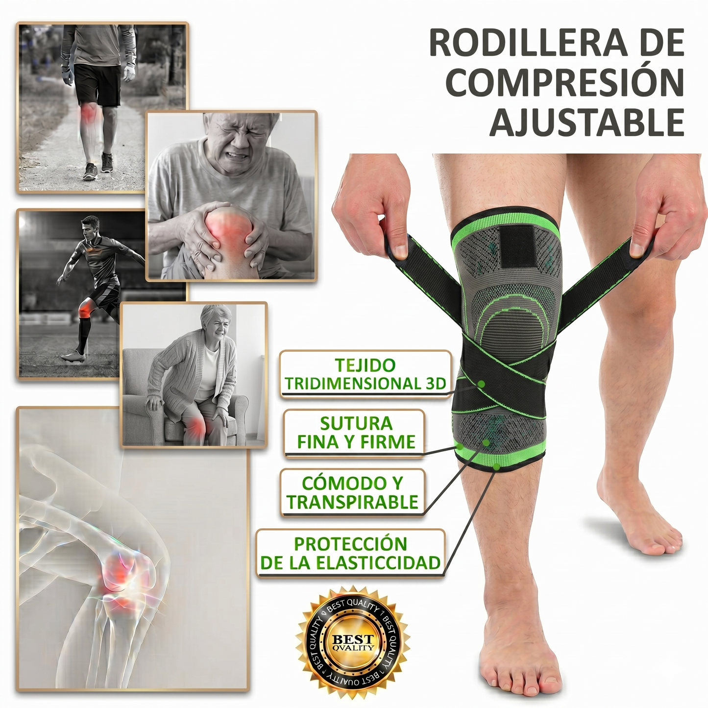 Rodillera De Compresión Ajustable